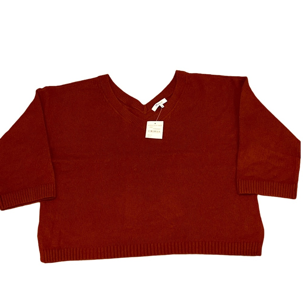 NWT Madewell Burgundy Double-V Pullover Sweater